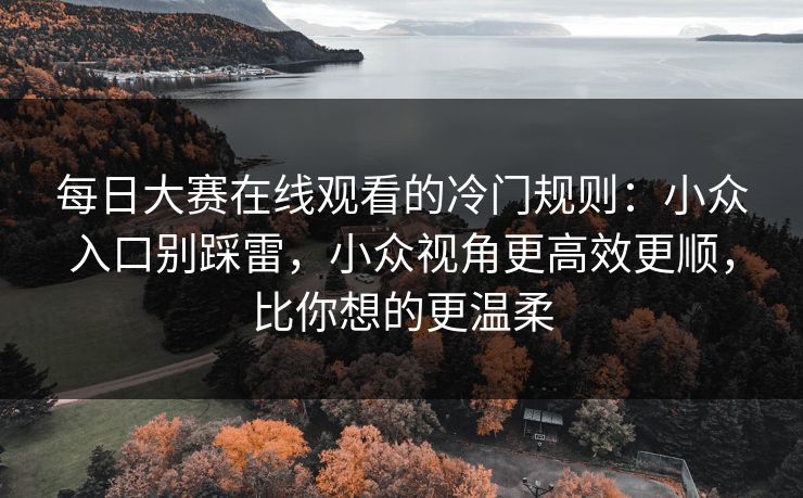 每日大赛在线观看的冷门规则:小众入口别踩雷,小众视角更高效更顺,比你想的更温柔